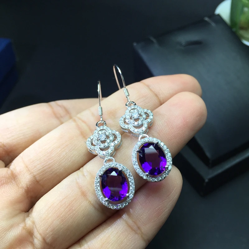 Palace Crystal Amethyst earnail 925 silver inlaid wear effect perfect