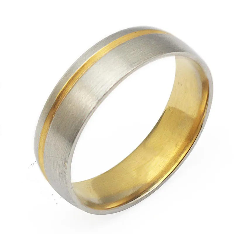 Classic Woman Man Wedding Finger Ring Stainless Steel Two Tone Lover's Gift Ring Size 7 10 5 9 6 8