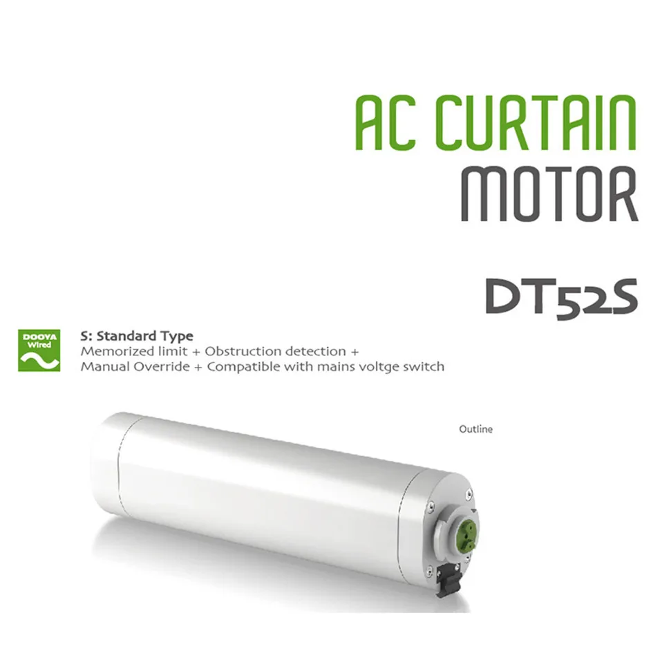 Dooya-Motor de cortina eléctrica DT52S, 45w, 4 cables, Motor de ingeniería de potencia fuerte para abrir y cerrar pista de cortina de ventana,