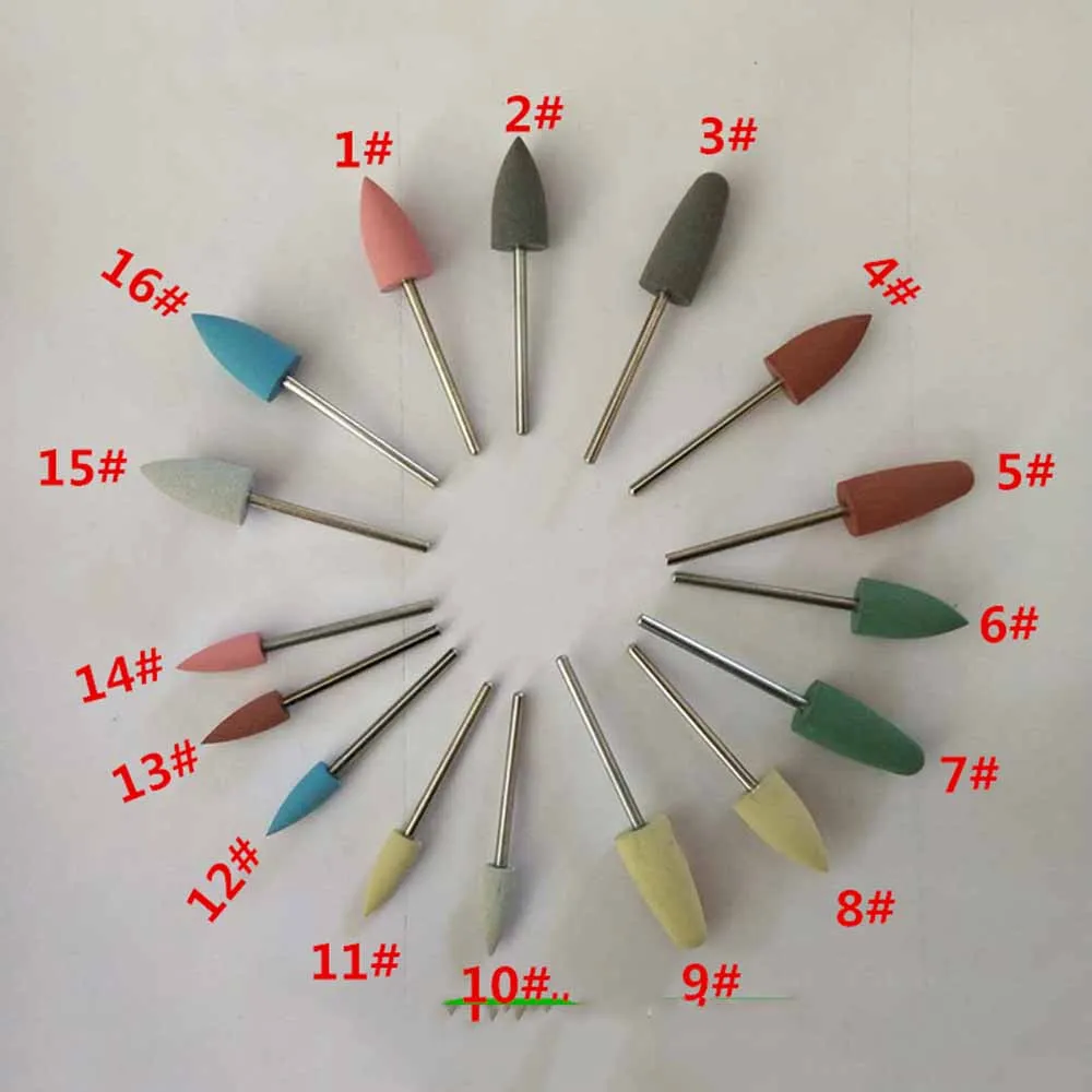 FiXangRo 16 Pcs Dental Lab Polishing Material Rubber Polishing Abrasive Tips