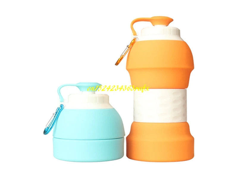 

100pc/lot 580ML Collapsible Silicone Water Bottle Folding Kettle Outdoor Sport Water Bottle Camping Travel Bottle with Hook