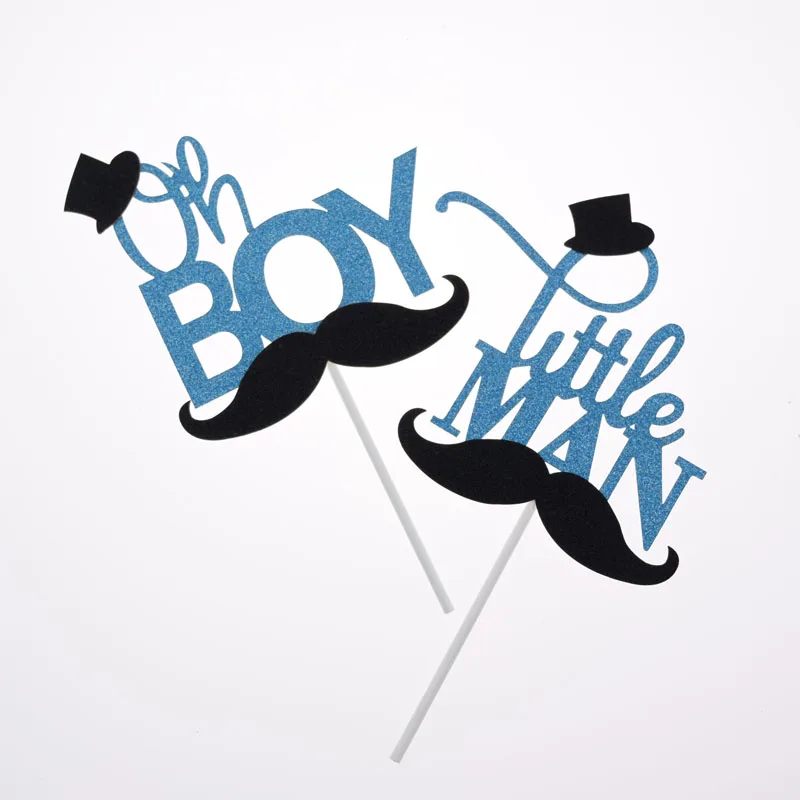 Little Man Cake Toppers Happy Birthday Gentleman Hat Mustche Baby Shower Cake Flag Birthday Party Cake Decor Oh Boy image 5