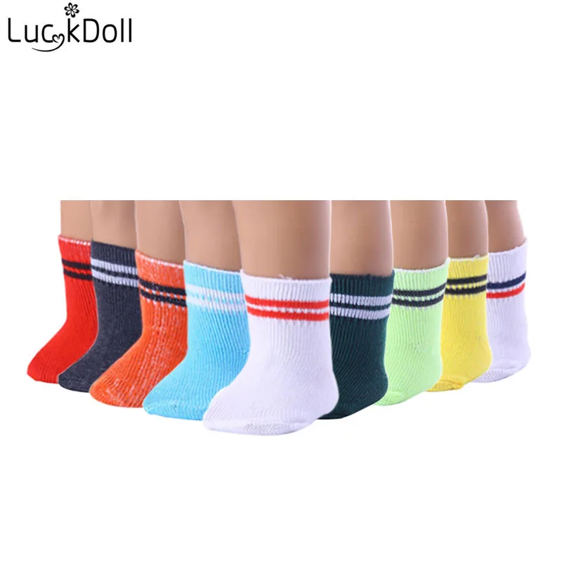 A Pair Of Solid Color Socks For 18-inch American Doll & 43cm Doll,Doll Accessories For New Born Baby Doll Clothes Children Gifts