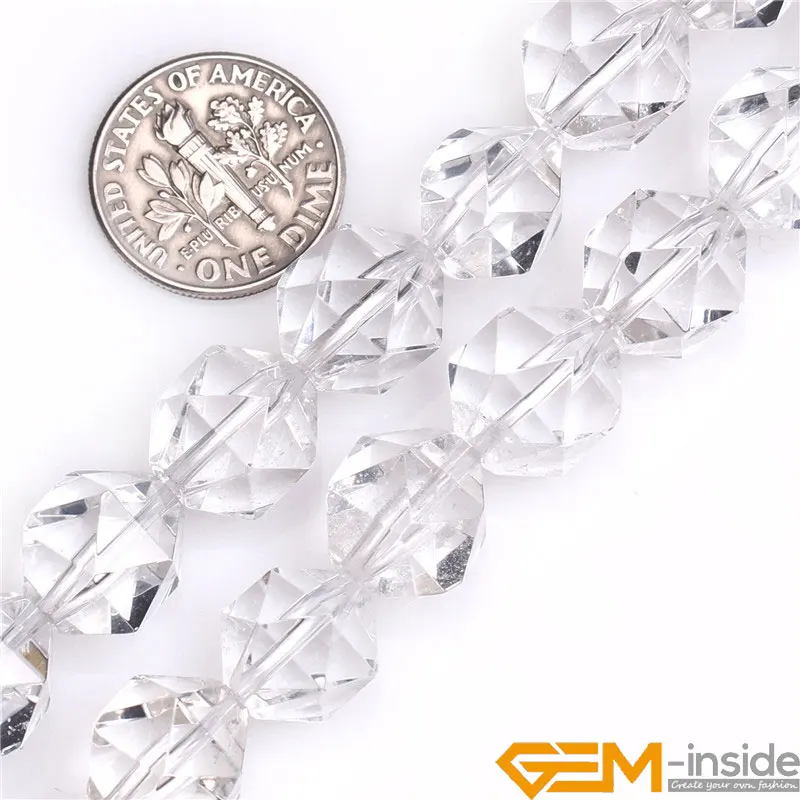 Faceted Natural White Clear Quartzs Crystal Beads Natural Stone Beads DIY Loose Beads For Jewelry Making Strand 15\