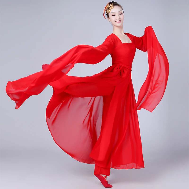 Stile cinese Intrattenimento Musiche E Canzoni classiche costumi di danza delle donne elegante manica costumi di danza tradizionale Cinese costume di ballo