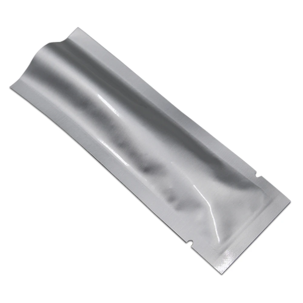 200PCS Long Size Vacuum Seal Open Top Bag Pure Aluminum Foil Storage Packet for Coffee Powder Candy Pack Heat Seal Mylar Pouches