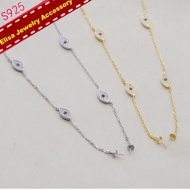 Fashion Chain Components S925 Sterling Silver Necklace Jewelry Findings Women DIY Handmade Accessory 3Pieces/Lot