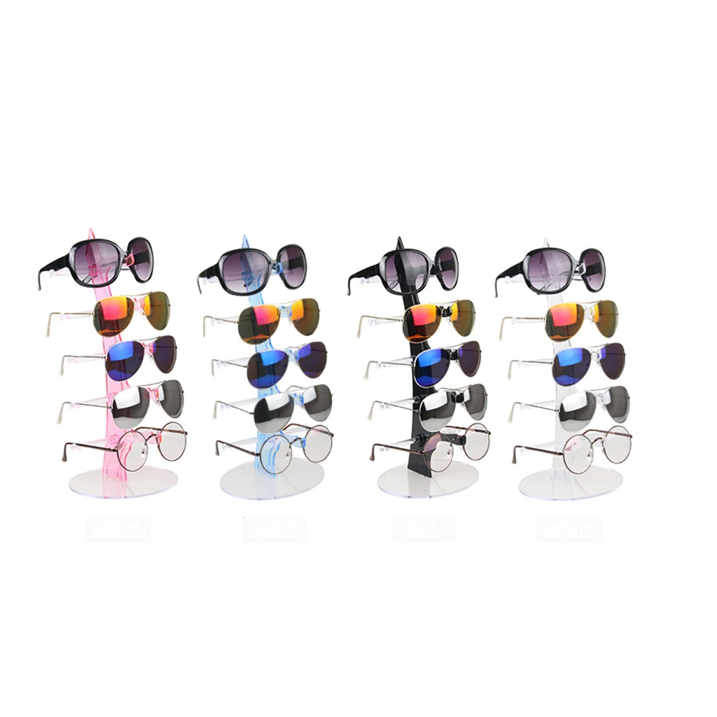 Portable Acrylic Charm Glasses Eyeglasses Display Rack Holder Frame Stand for Holding 5 Pairs Sunglasses