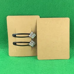 Tarjeta de Clip para el cabello, tarjetas de exhibición de Joyas de papel blanco, tarjetas de accesorios para el cabello, horquilla en blanco, tarjeta de embalaje, acepta logotipo personalizado, 100 Uds.