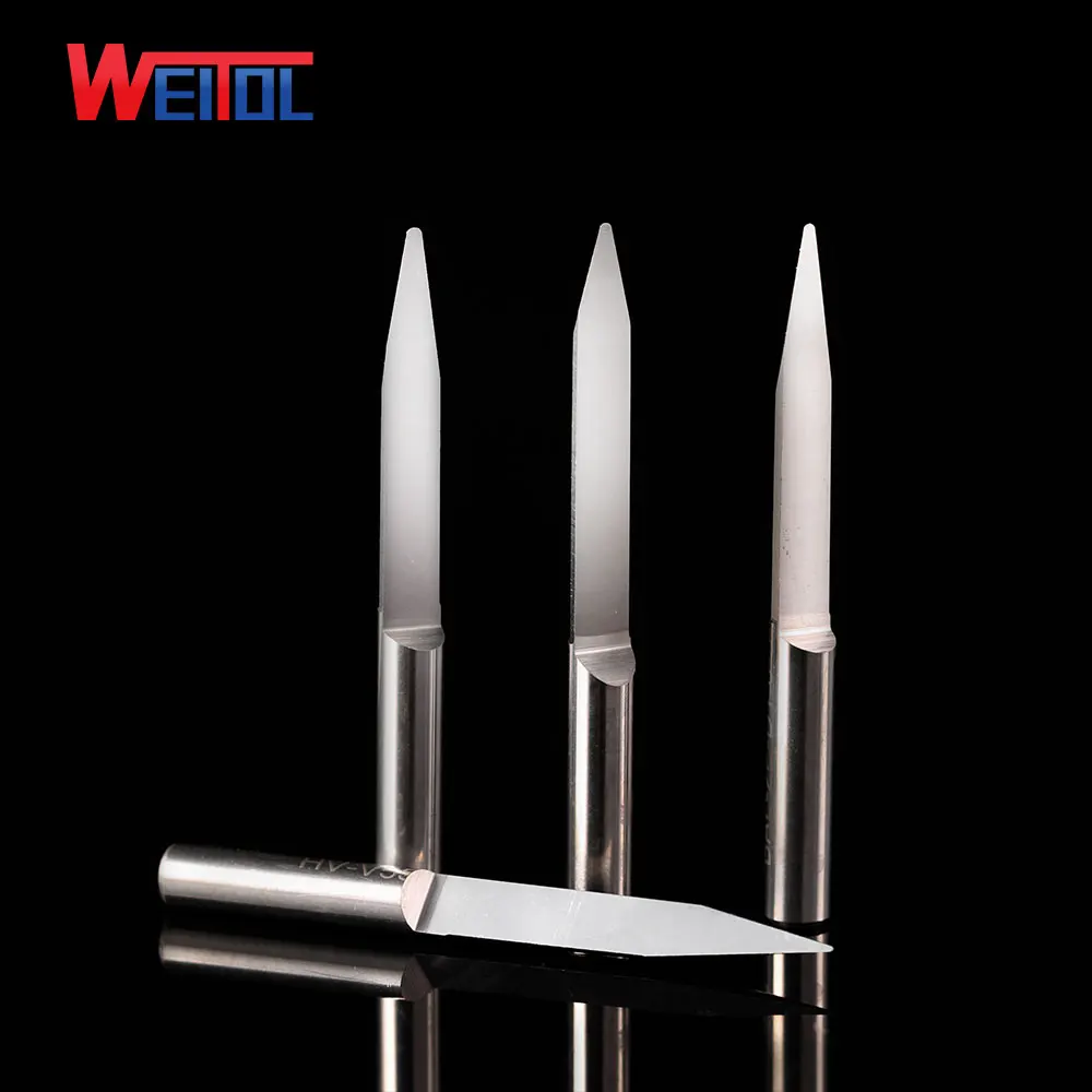 Weitol N 5 pcs/Lot  4mm V Shape round Bottom Carbide PCB Engraving Bits CNC Router Tool 10 degree 0.1mm