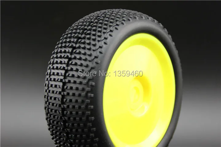 New Design Pre Glued 4pcs 1/8 Buggy Tires(Monica) Off-Road Tyre Light Weight Racing Wheel(Yellow) fits for 1/8 Buggy 1/8 Tire