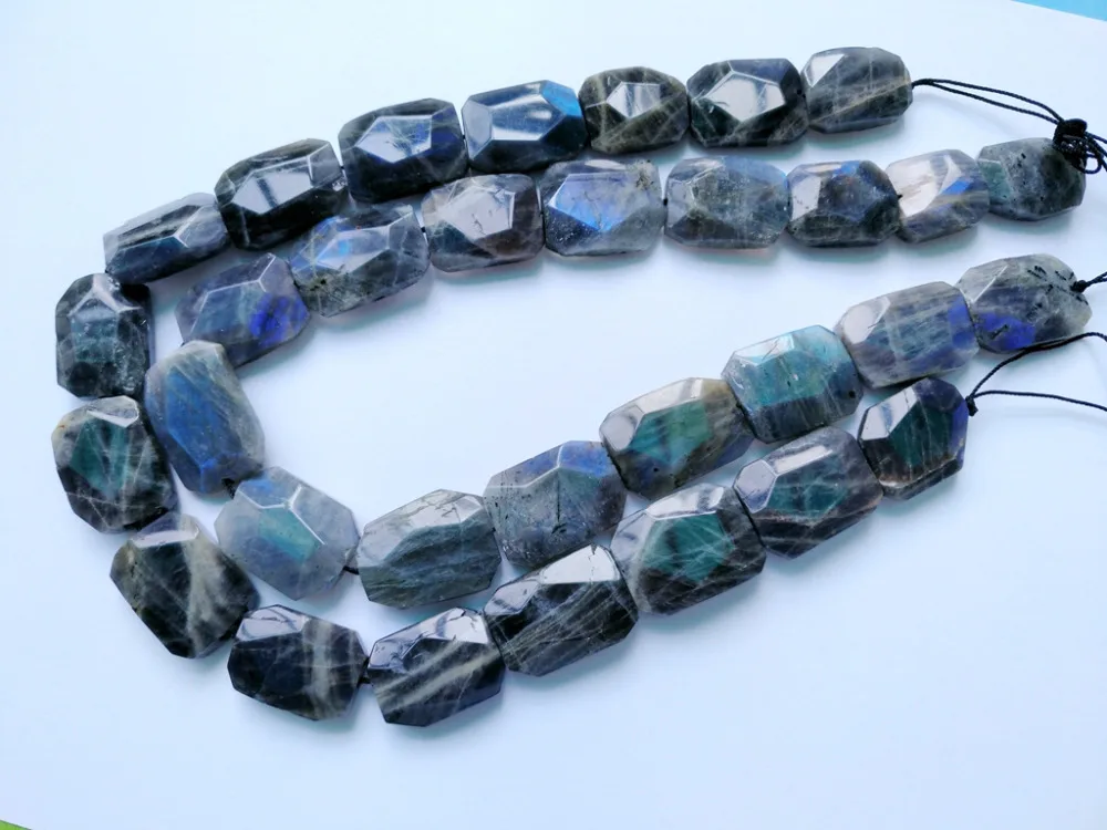 worth buying 2 strings/lot Labradorite 18-28mm facet nugget gem stone loose beads,15.5