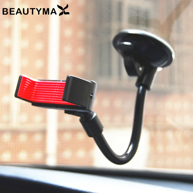 Beautymax-suporte para celular automotivo, para-brisas, base longa flexível, 360 graus, ajustável, iphone