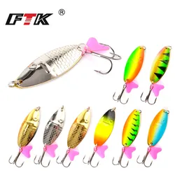 FTK 1pc Fishing Lure Double Spoon Lure With Treble Hook 21g 28g 35g Pike Spinner Bait Metal Jigging Hard Bait For Carp Fishing