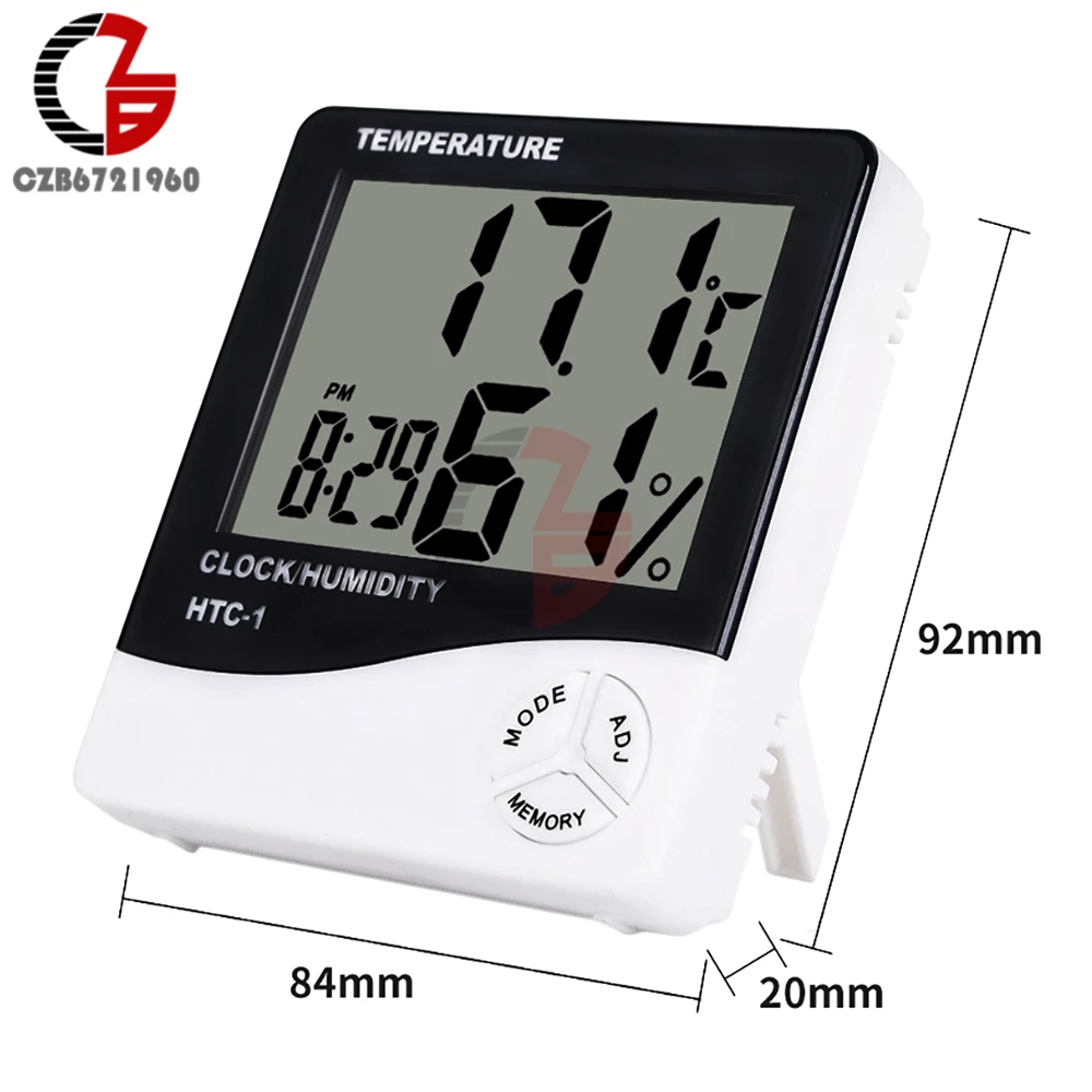 HTC-1 HTC-2 LCD Electronic Digital Temperature Humidity Meter Home Thermometer Hygrometer Indoor Outdoor Weather Station Clock