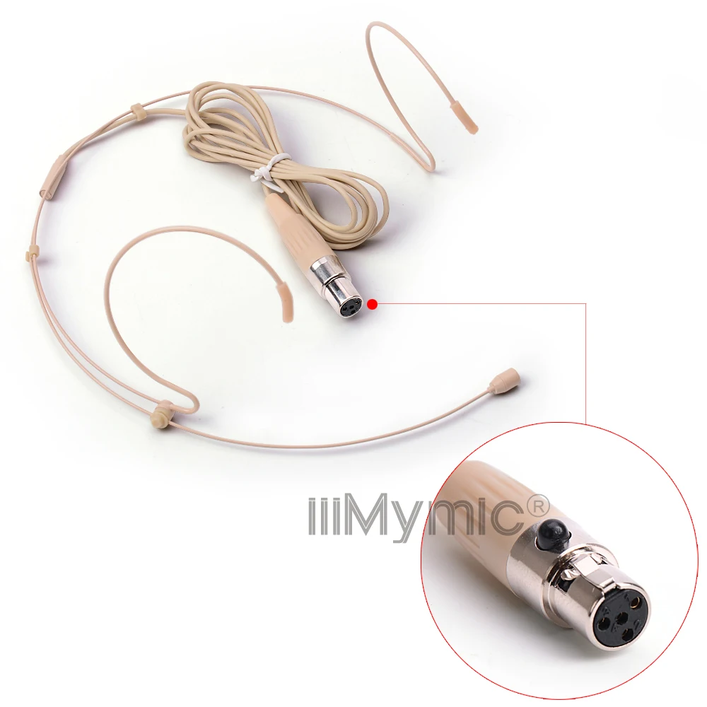 Professional Condenser Headworn Headset Microphone with 4 Pin XLR TA4F Connector for Shure 4Pin Wireless Body-Pack Transmitter