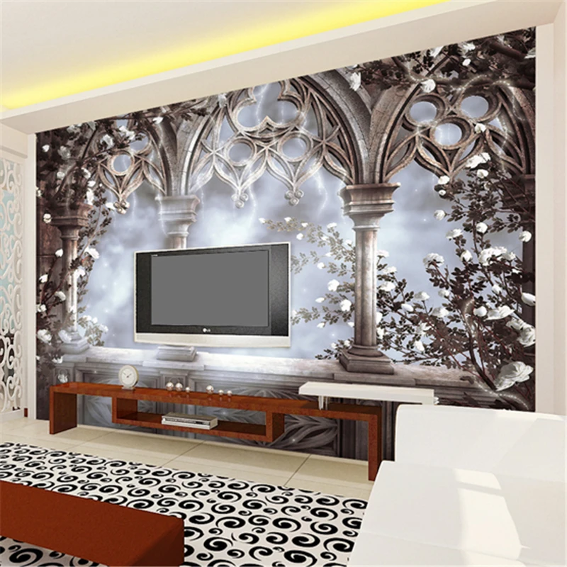 beibehang European-style palace large murals TV background wallpaper personalized custom wallpaper 3d stereoscopic video