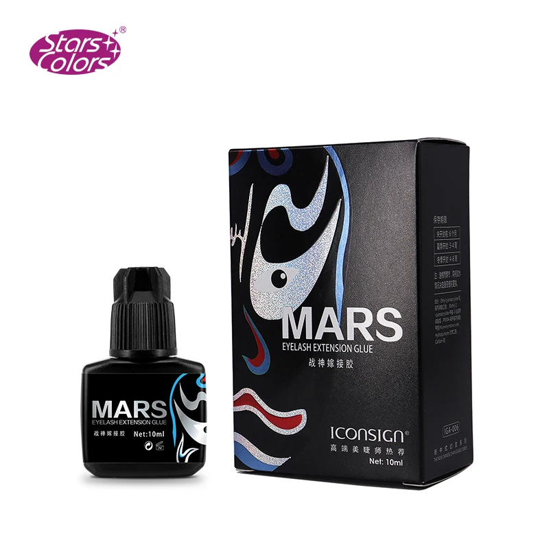 Cola para extensão de cílios mars 5 pçs, cola de 2.5 segundos de secagem rápida, baixo odor, super duradoura 40-50 dias, adesivo não tóxico, cola 10ml