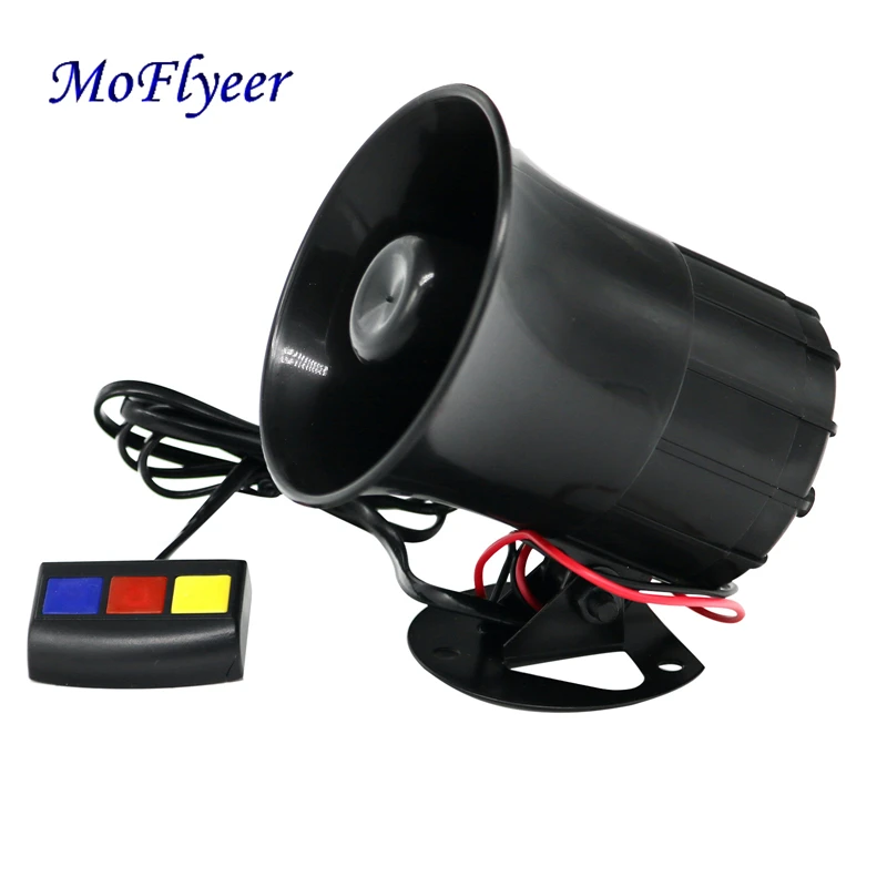 MoFlyeer Motorcycle Car Security Horn 12V 3 Sounds Van Vehicle Loud Siren For Cars Motorbike Moped Truck Construction Vehicles