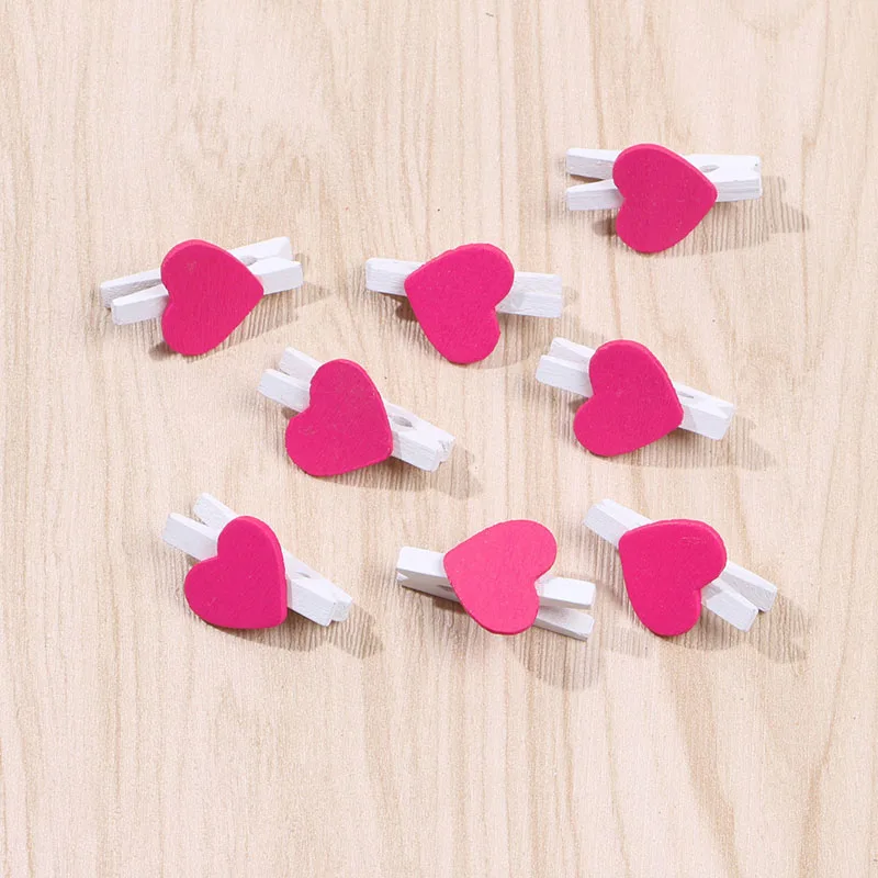 10pcs Heart 30x4mm DIY Many colors Big Wood Clothes Pegs Clothespin Clips Office Party Decoration Accessories Photo Hanging Pegs