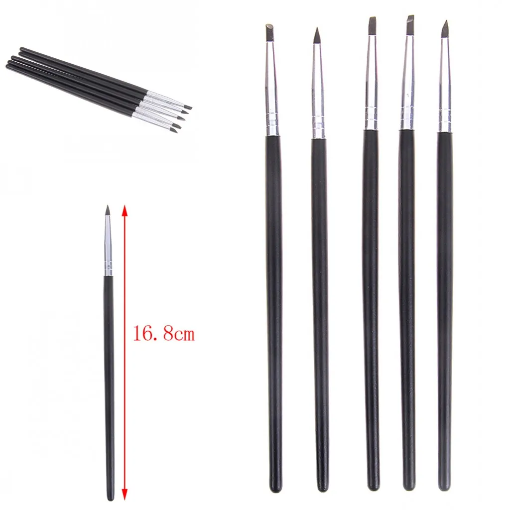 Hot Sale 5pcs Dental Resin Brush Pens Dental Shaping Silicone Tooth Tool For Adhesive Composite Cement Porcelain Teeth Tools