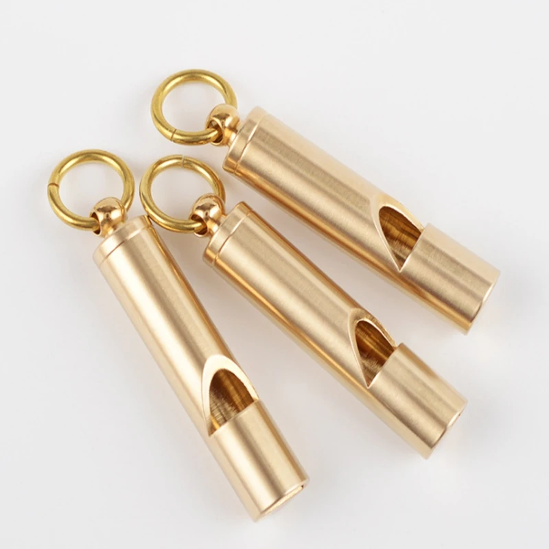 

100pcs/lot Pure Brass whistle Mini Keyring Keychain Copper whistles Party Gifts Outdoor Emergency Survival tool