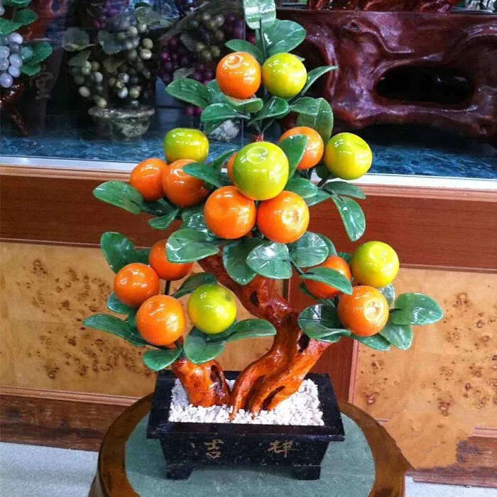 

Double color of jade ornaments crafts are orange trees Home Furnishing Decor desk ornaments jewelry gifts