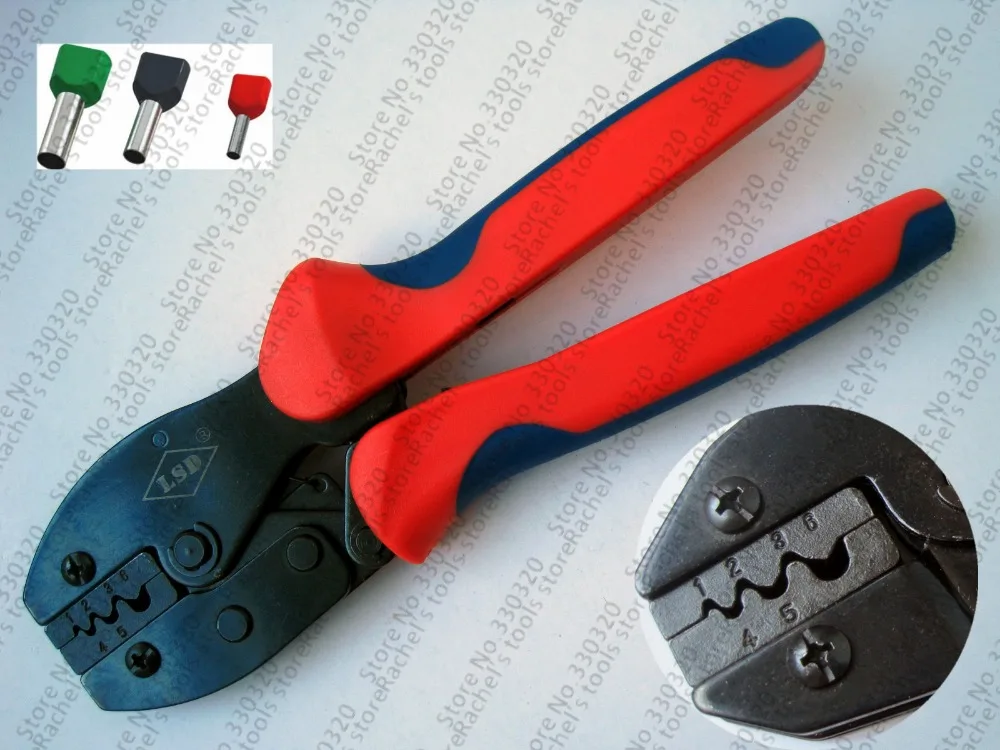 double wire compression tool 1-6mm2 cable end sleeves crimper 17-10AWG LY-04WF