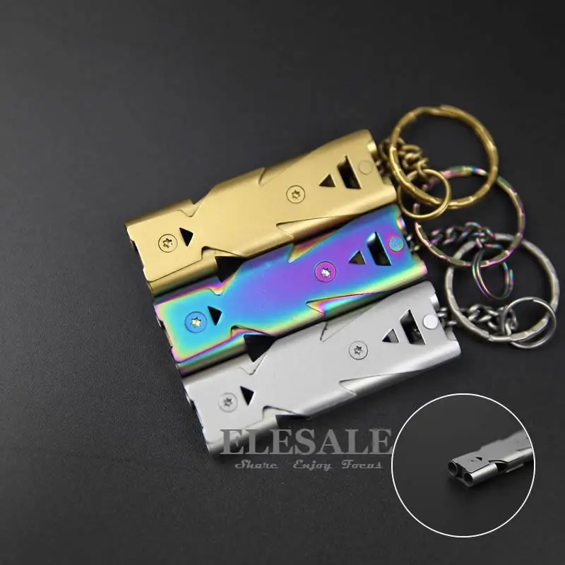 

New Stainless Steel Emergency Survival Whistle High dB For Outdoor Camping Emergency Rescue EDC Key Chain Pet Training Whistle