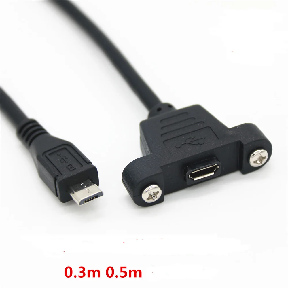 

10pcs Micro USB Male to Famale Cable 30CM/50CM USB Extension Cable Computer Motherboard Panel Mount USB Cable With Screws