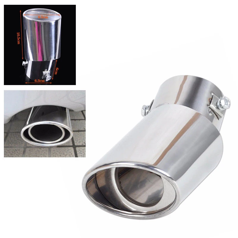 Car  Round Silver Stainless Steel Chrome Exhaust Tail Muffler Tip Pipe Accessorie