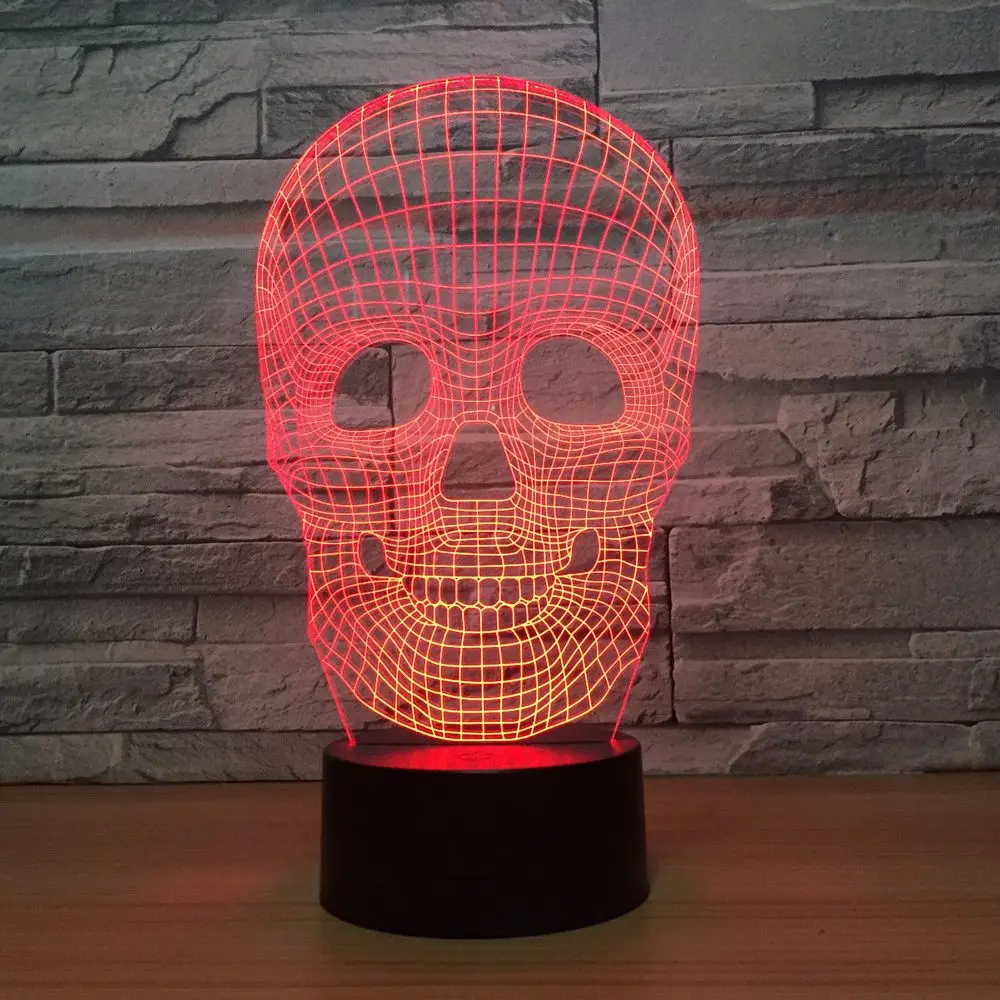 

Wholesale Skull And Hair Creative Led Colorful 3d Lamp Touch Color Usb Atmosphere Night Light Kids Room Usb Led 3d Lamp