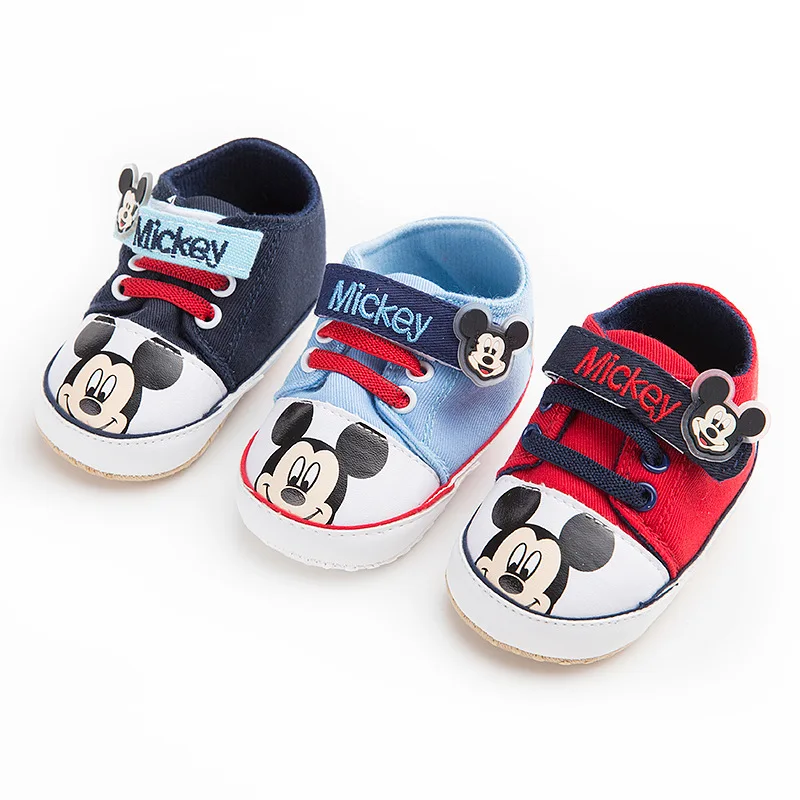 Disney Four Seasons 0-1 Baby Shoes Soft Cartoon Mickey Hook Loop Baby Casual Shoes