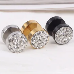 FishSheep New Fashion Round Shine Stainless Steel Austrian Zircon Earrings Diameter Stud Earring For Men Women Design Jewelry