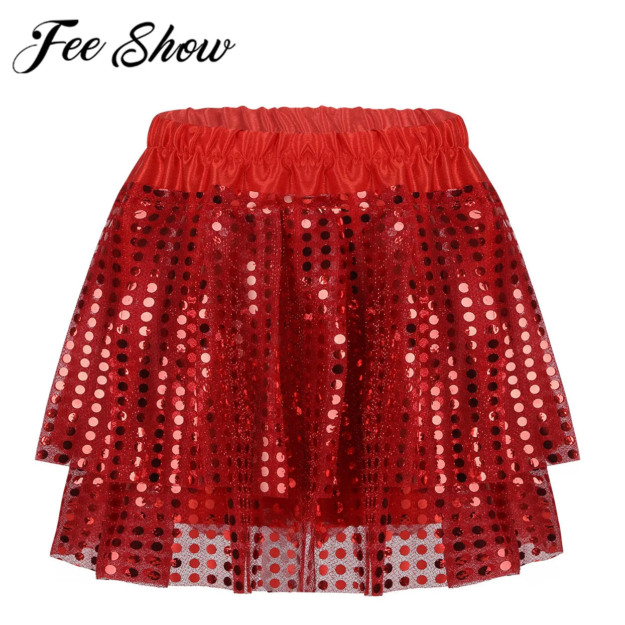 Kids Meisjes Pailletten Shiny Latin Dance Tutu Mini Rok Kinderen Hedendaagse Jazz Ballet Stijldansen Jurken Kostuum Kleding