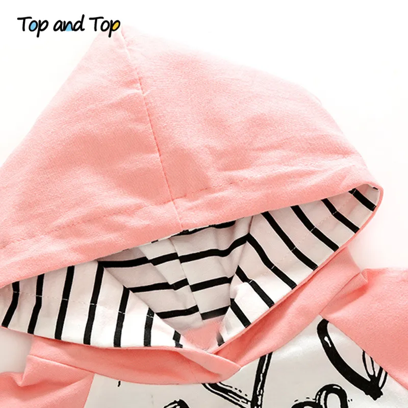 Top and Top Fashion Cute Infant Newborn Baby Girl Clothes Hooded Sweatshirt Striped Pants 2pcs Outfit Cotton Baby Tracksuit Set