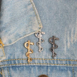 3 Colors Snake Stick Brooch Sliver Color Black World Health Organization WHO Logo Pin Badge for Doctor Nurse Lapel Jewelry Gifts