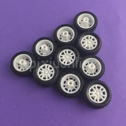 J253Y Mini 20mm modelo de vehículo, rueda de plástico de goma hueca, piezas de fabricación de automóviles, 10 piezas por lote