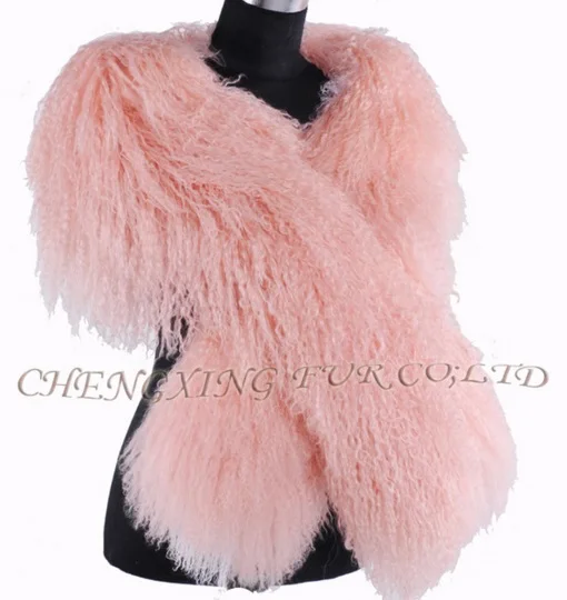 XZWDSI CX-S-178E Women Real Mongolian Lamb Fur Boa Fluffy Thick Genuine Fur Scarf For Women