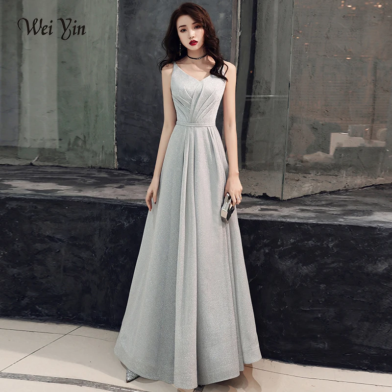 Weiyin-vestido de noche largo con cuello en V para mujer, traje Formal Sexy, elegante, para fiesta de graduación, WYY1367, 2023