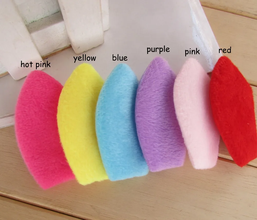 40pcs/Lot 5.8x3.3cm Mix Colors felt furry rabbit ear Shape Patches Multicolors Padded Applique for DIY Children Hair Accessories