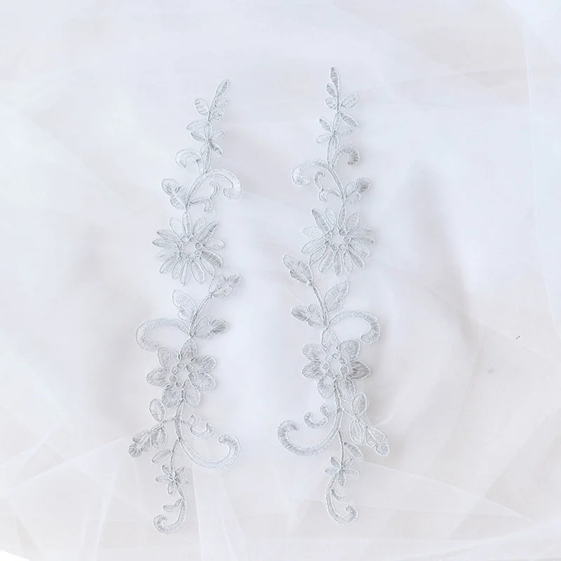 Embroidered Lace Applique, Lace Trim for Wedding Dress, Colorful DIY Accessories, 33x8cm, 10 Pcs