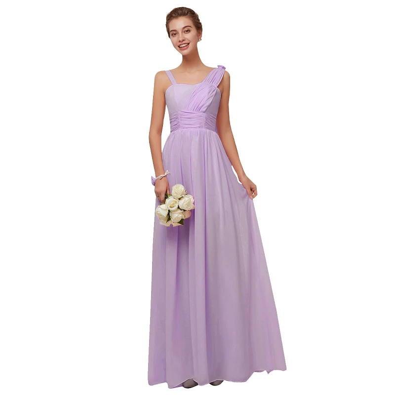 Schönheit-Emily Chiffon Rosa Brautjungfer Kleider 2020 Lange für Frauen A-line Hochzeit Party Mädchen Kleid Vestido De Festa Plus größe