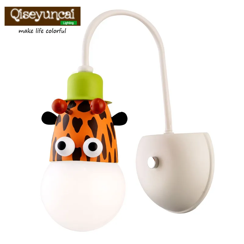 

Qiseyuncai Children room cartoon wall lamp creative boy girl bedroom energy saving warm with switch wall lamp