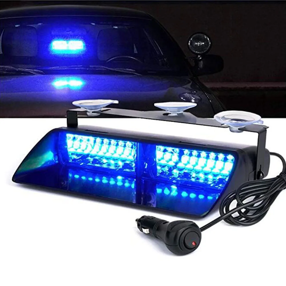 DC 12V Car Truck Emergency Flasher Dash Strobe Warning Light Daytime Running Flash LED Police Lights 16 LEDs 18 Flashing Modes