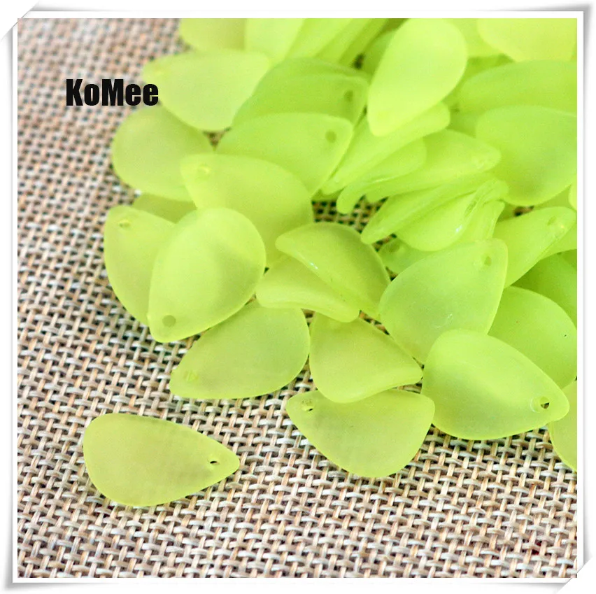 Hot Sale 100pcs/lot Colorful Frosted Acrylic Petals Beads Pendant 12*17mm Craft Bracelet DIY Beads For Jewelry Making Accessory