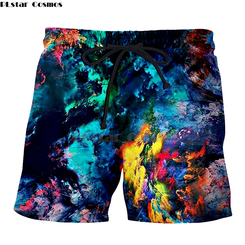 Men's Casual Shorts Fashion 3d Print Metal Galaxy Space Board Shorts colorful Graffiti Beachshorts Hombre Quick Dry String 6XL