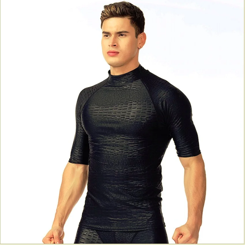 Sbart Mens UV Protection Sun Proof Rash Guards Short Sleeve Upf Protector Diving Wetsuit for Beach Swimming Surf Water Sports