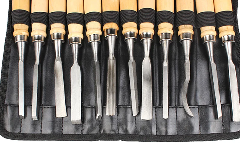 12PCS/Set Mini Sculpture Chisel Set DIY Arts Crafts Woodwork Tools Carpentry Flat Chisel Woodworking Plane Carving Knife