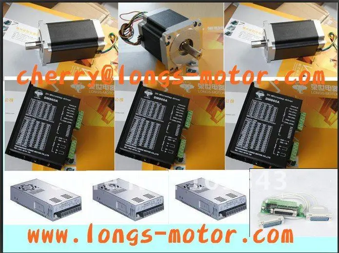 3Axis Nema 34 Stepper Motor 880OZ-In & 1232oz-in & stepper motor  driver DM860A  for Control CNC Mill